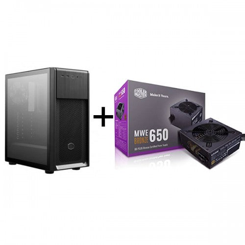 Load image into Gallery viewer, tower case by cooler master with bronze power supply
